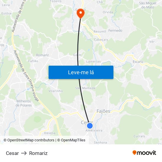 Cesar to Romariz map