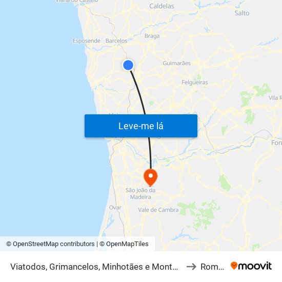 Viatodos, Grimancelos, Minhotães e Monte de Fralães to Romariz map