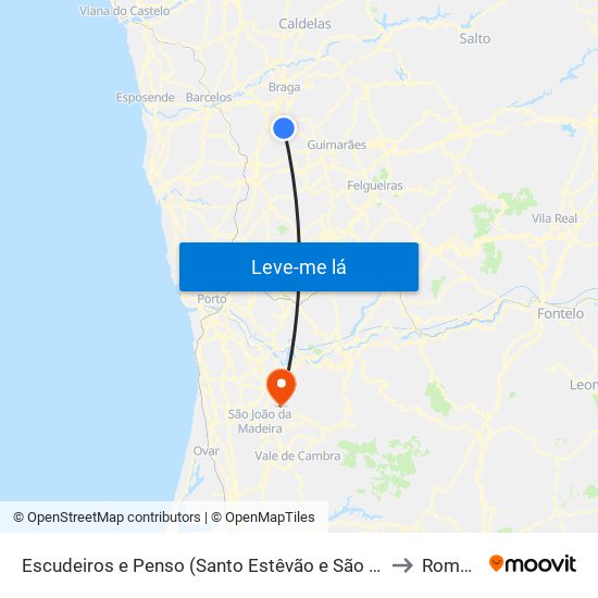 Escudeiros e Penso (Santo Estêvão e São Vicente) to Romariz map