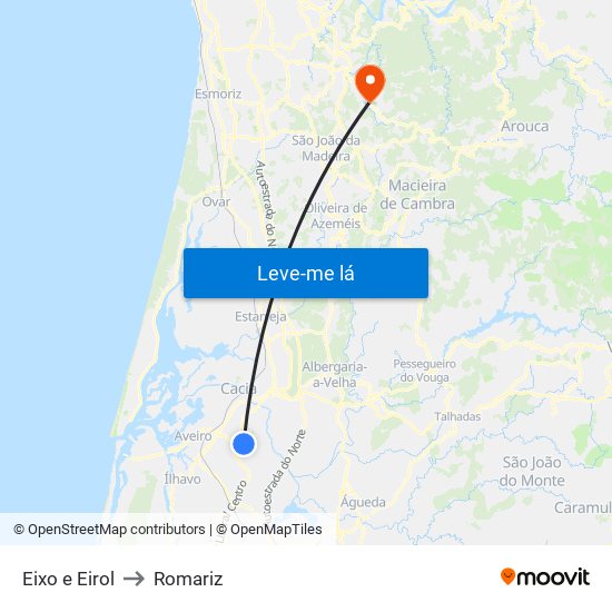 Eixo e Eirol to Romariz map