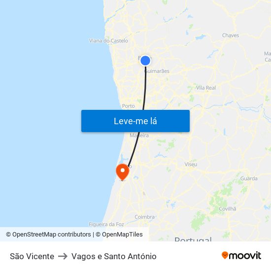 São Vicente to Vagos e Santo António map