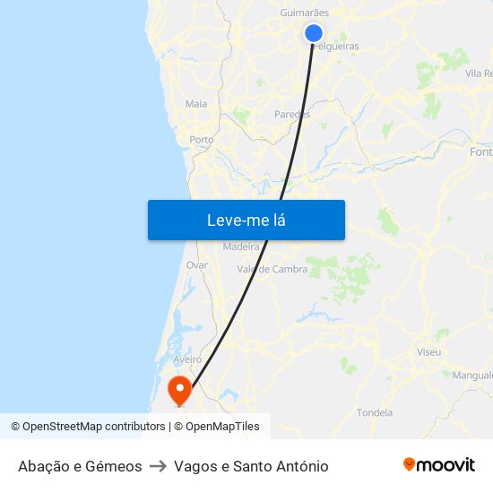 Abação e Gémeos to Vagos e Santo António map