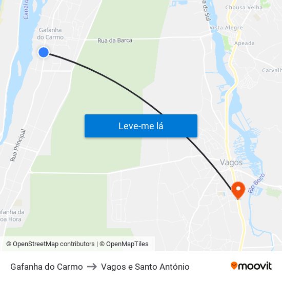 Gafanha do Carmo to Vagos e Santo António map