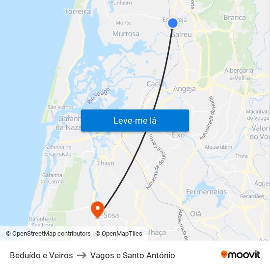 Beduído e Veiros to Vagos e Santo António map