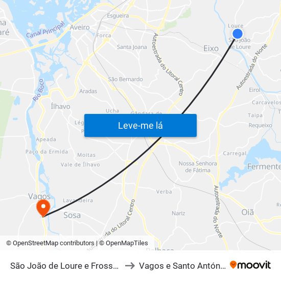 São João de Loure e Frossos to Vagos e Santo António map