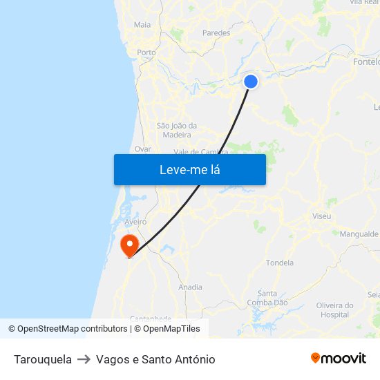 Tarouquela to Vagos e Santo António map