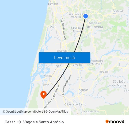 Cesar to Vagos e Santo António map