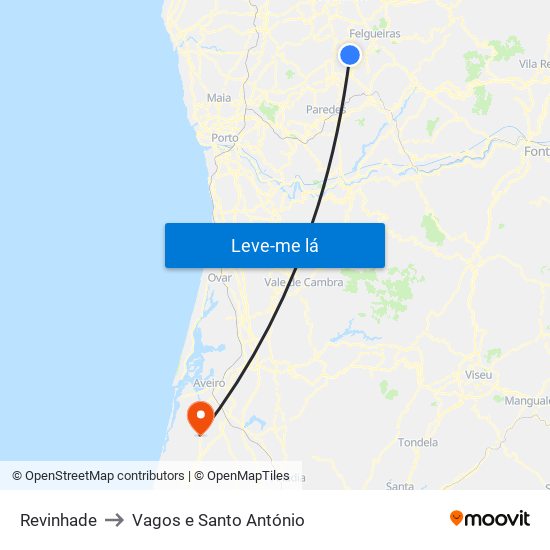 Revinhade to Vagos e Santo António map