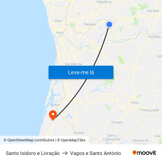 Santo Isidoro e Livração to Vagos e Santo António map