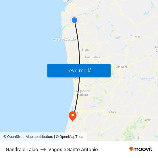 Gandra e Taião to Vagos e Santo António map