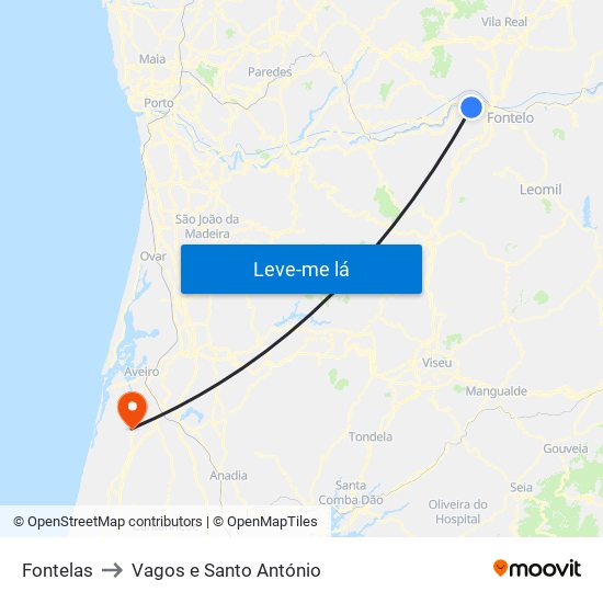 Fontelas to Vagos e Santo António map