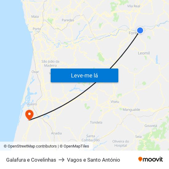 Galafura e Covelinhas to Vagos e Santo António map