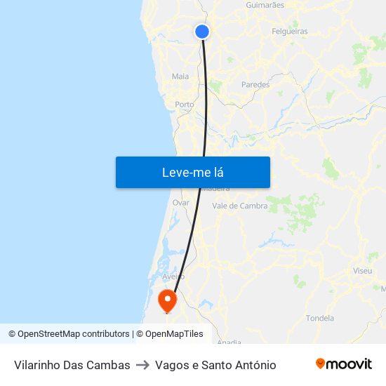 Vilarinho Das Cambas to Vagos e Santo António map