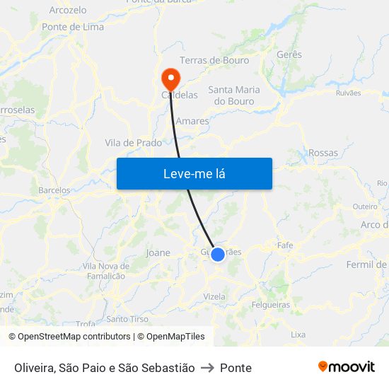 Oliveira, São Paio e São Sebastião to Ponte map