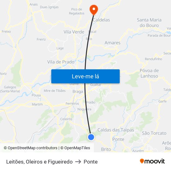 Leitões, Oleiros e Figueiredo to Ponte map