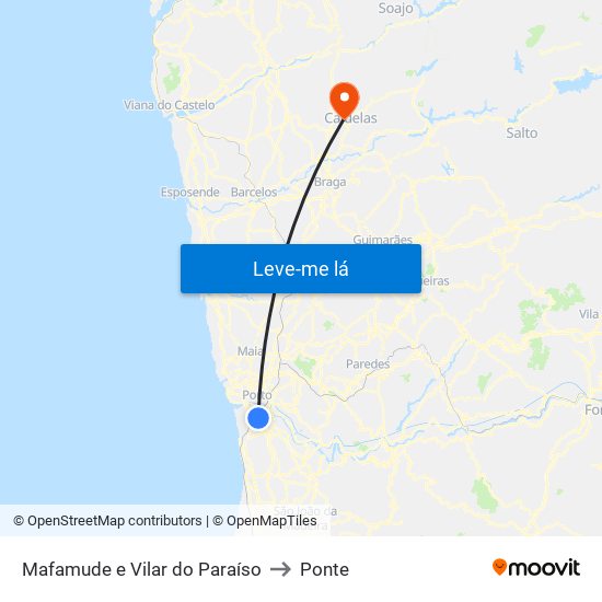 Mafamude e Vilar do Paraíso to Ponte map
