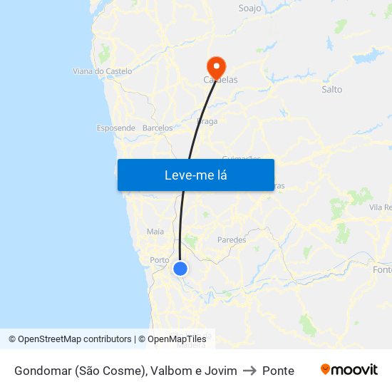 Gondomar (São Cosme), Valbom e Jovim to Ponte map