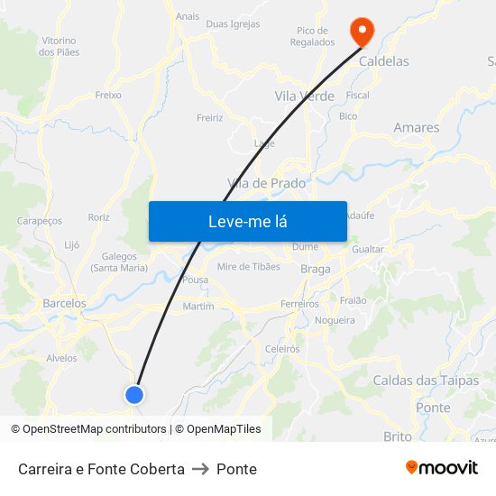 Carreira e Fonte Coberta to Ponte map
