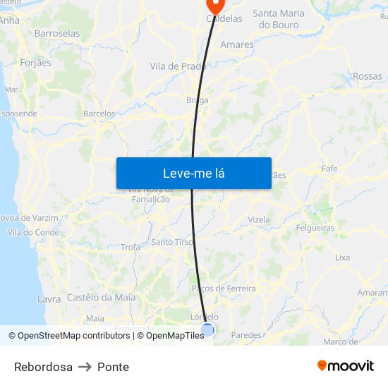 Rebordosa to Ponte map