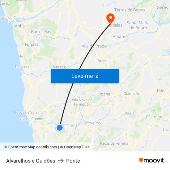 Alvarelhos e Guidões to Ponte map