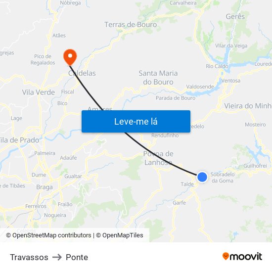 Travassos to Ponte map