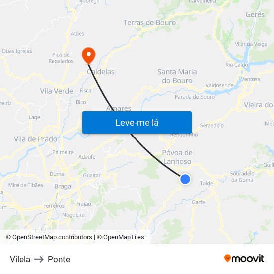 Vilela to Ponte map