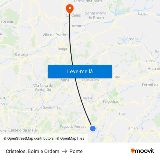 Cristelos, Boim e Ordem to Ponte map