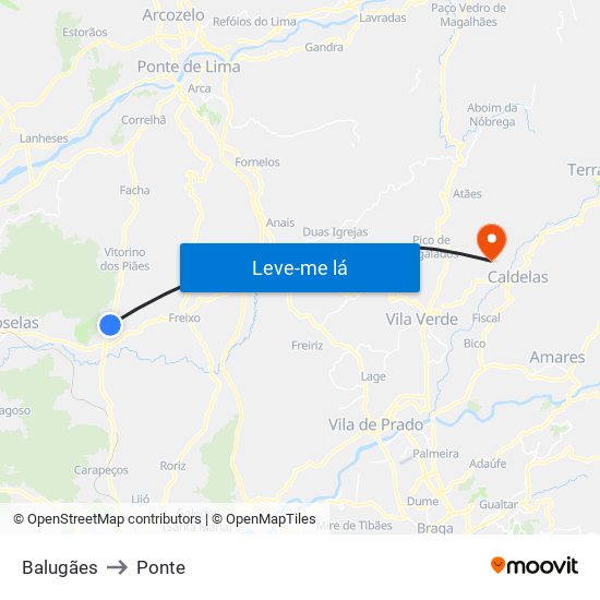 Balugães to Ponte map