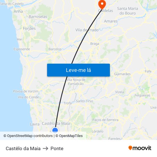 Castêlo da Maia to Ponte map
