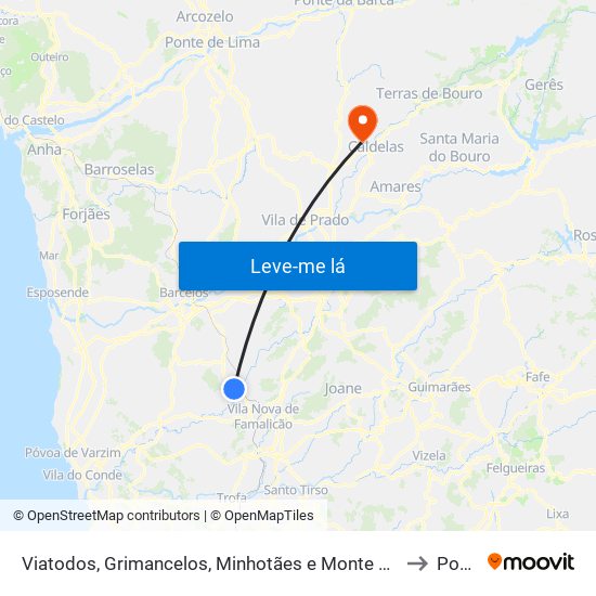 Viatodos, Grimancelos, Minhotães e Monte de Fralães to Ponte map