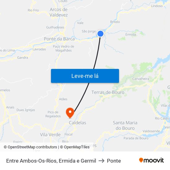 Entre Ambos-Os-Rios, Ermida e Germil to Ponte map