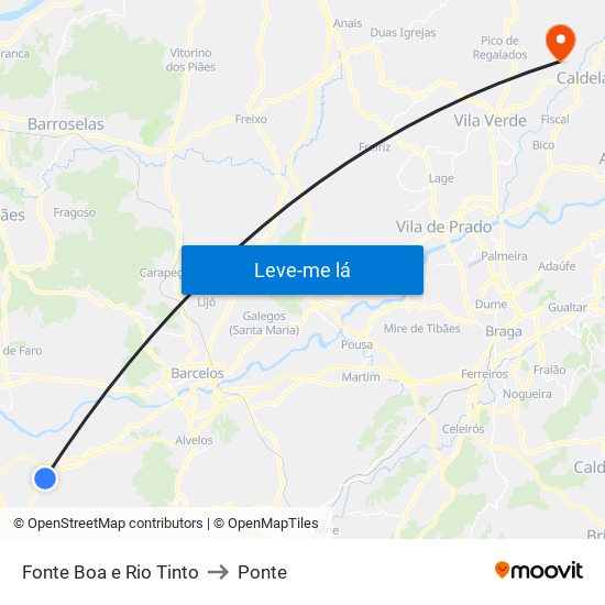 Fonte Boa e Rio Tinto to Ponte map