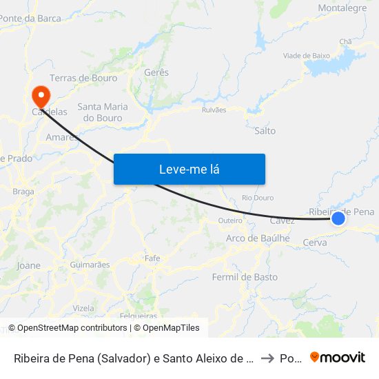 Ribeira de Pena (Salvador) e Santo Aleixo de Além-Tâmega to Ponte map