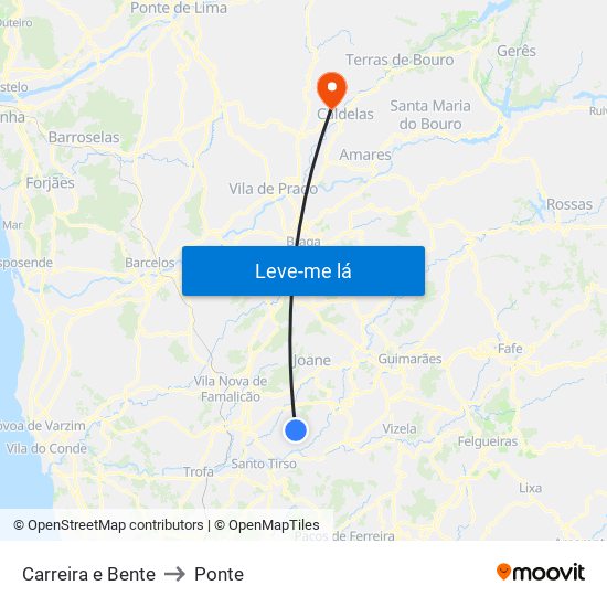 Carreira e Bente to Ponte map