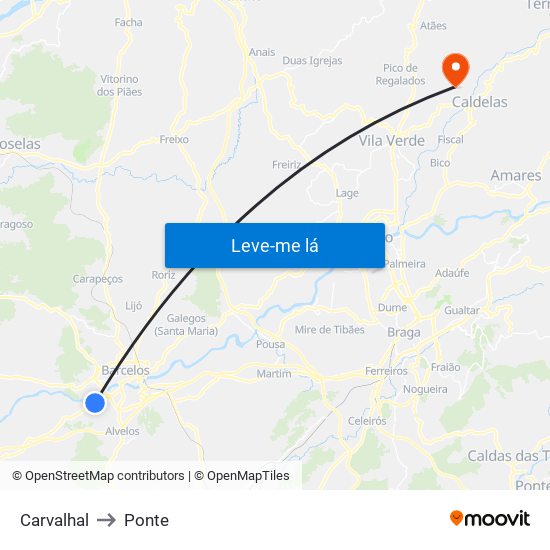 Carvalhal to Ponte map