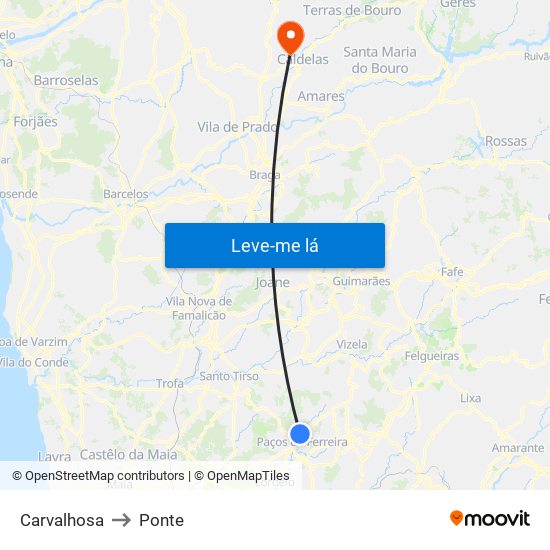 Carvalhosa to Ponte map
