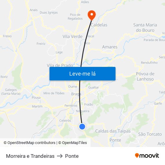 Morreira e Trandeiras to Ponte map