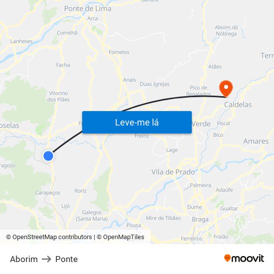 Aborim to Ponte map