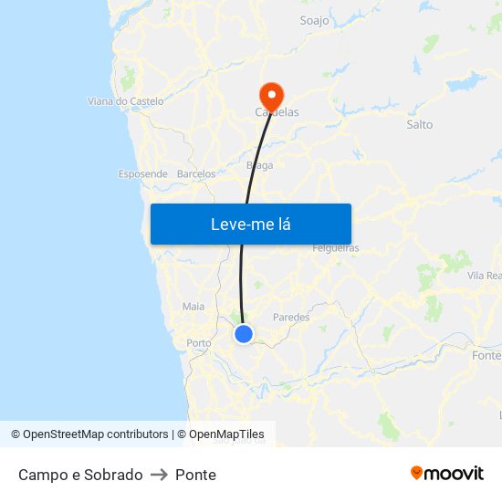 Campo e Sobrado to Ponte map