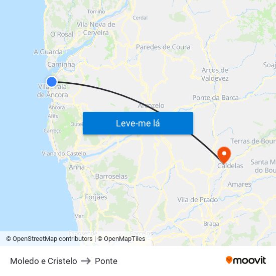 Moledo e Cristelo to Ponte map