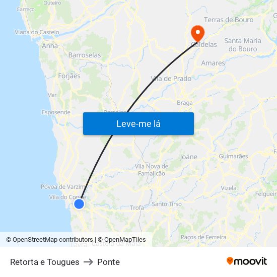 Retorta e Tougues to Ponte map