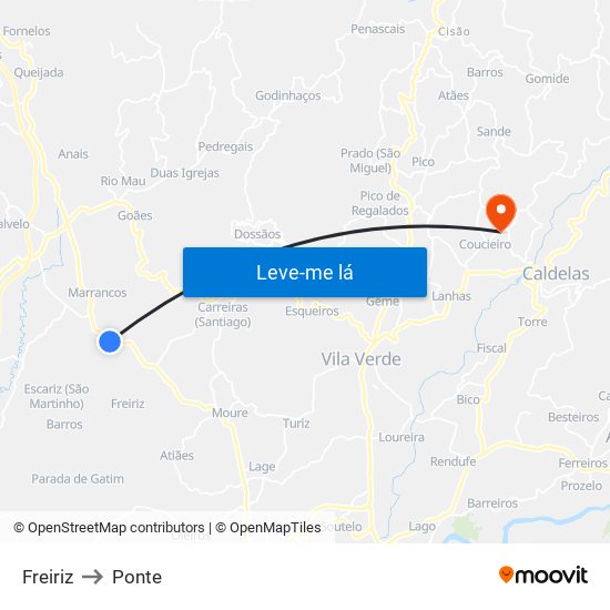 Freiriz to Ponte map