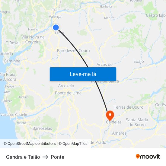Gandra e Taião to Ponte map