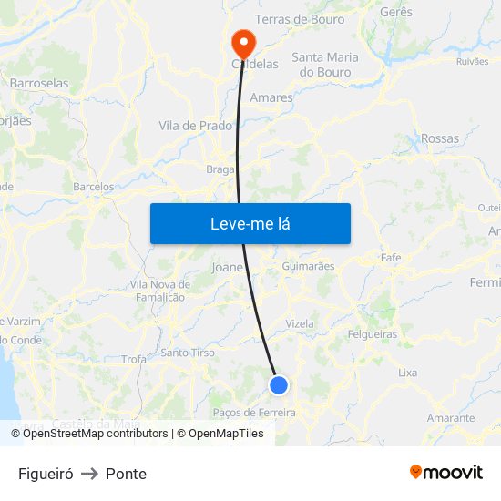 Figueiró to Ponte map