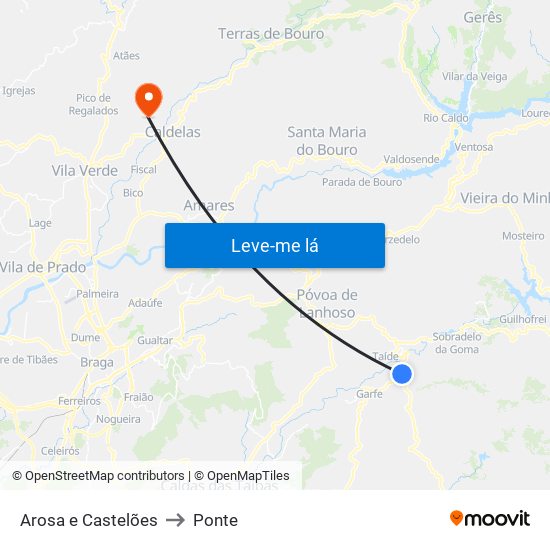 Arosa e Castelões to Ponte map