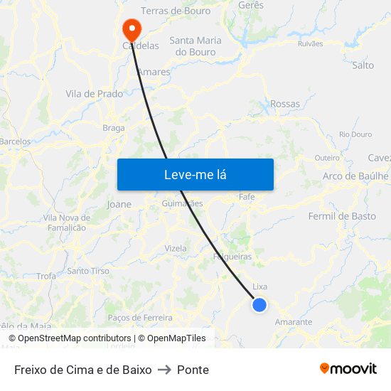 Freixo de Cima e de Baixo to Ponte map