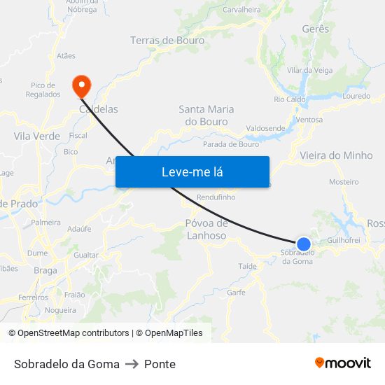 Sobradelo da Goma to Ponte map