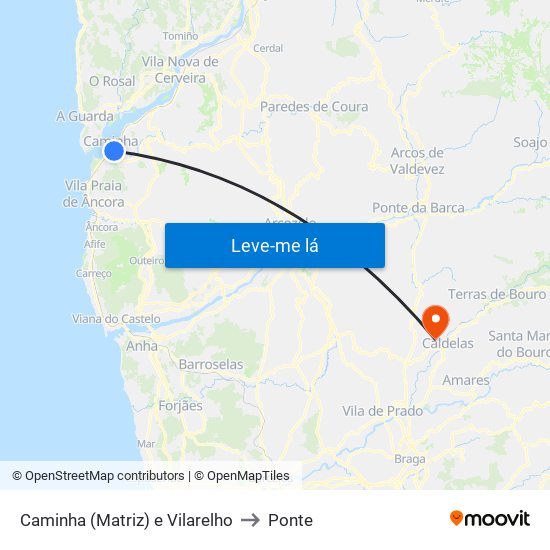 Caminha (Matriz) e Vilarelho to Ponte map