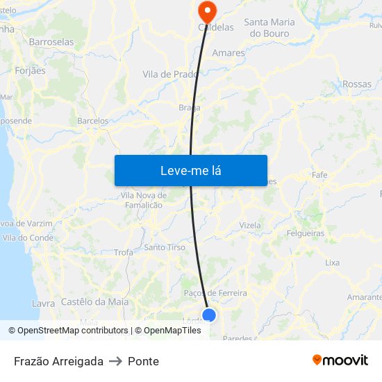 Frazão Arreigada to Ponte map