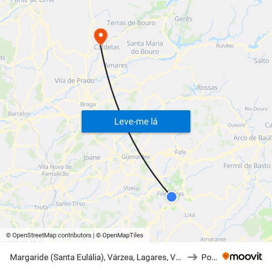 Margaride (Santa Eulália), Várzea, Lagares, Varziela e Moure to Ponte map